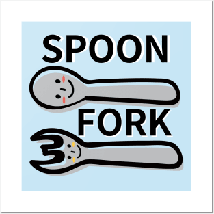 smile spoon and fork Posters and Art